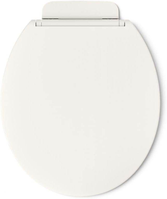KOHLER K-27332-0 Glissade ReadyLatch Quiet Close Round Toilet Seat, White, Grip-Tight Hardware, Quiet Close Lid Prevents Slamming