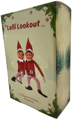 Lolli Lookout™ Christmas Elf Pair - Classic Plush Figurines | 14-Inch Red Holiday Shelf Sitters for Mantel Decor