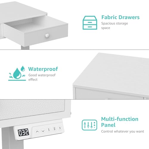 White 31.5-Inch Electric Standing Desk with Drawers - Compact Sit-Stand Workspace