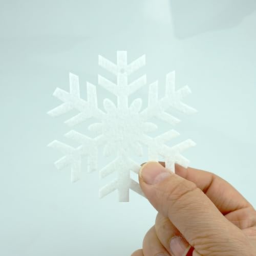 40 PCS White Snowflake Ornaments Felt Hanging Snowflakes Decorations for Outdoor Christmas Tree Winter Party Decorations