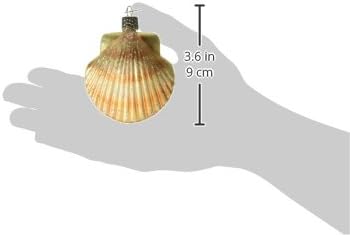 Beach Shells Glass Blown Ornaments for Christmas Tree - Junonia Shell, Tan/Brown/White/Gold