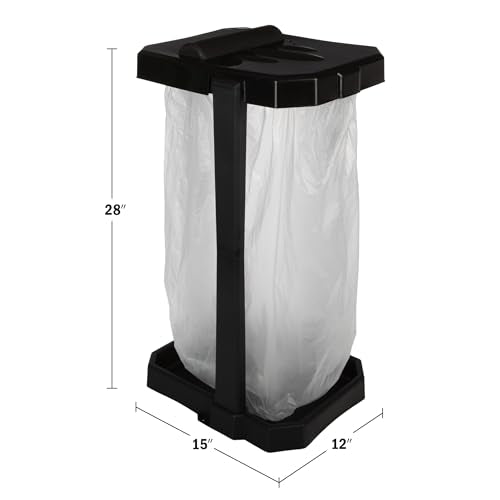 Wakeman Heavy Duty Black Trash Bag Portable Holder Stand with 7 Bags