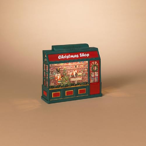 Gerson Lighted Spinning Water Globe Christmas Decor - 9.38 Inch Tabletop Holiday Ornament