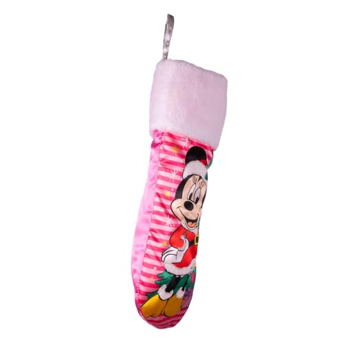 Pink Minnie Mouse Christmas Stocking with Tree - Holiday Decor