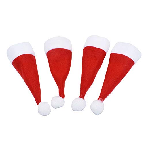 FINGOOO Mini Red Santa Hats,30 Pieces Christmas Hat for Crafts 2.8¡± x 5¡° Small Santa Hats for Xmas Party Table Dinner Decorations