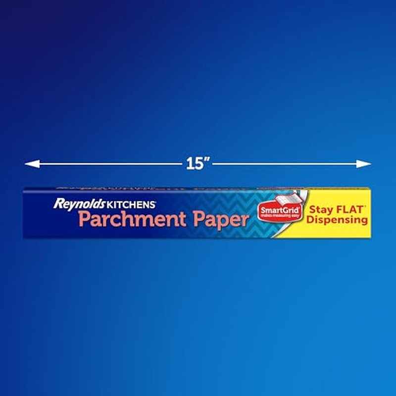 Reynolds Kitchens Stay Flat Parchment Paper Roll, Non Curling Baking Parchment Paper for Baking and Cooking, Oven Safe up to 425 Degrees, 36 Feet x 15 Inches, 45 Total Sq. Ft.