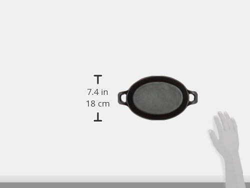 American Metalcraft Cast Iron Oval Casserole Pan - Durable Black Design, 12" L x 6.75" W
