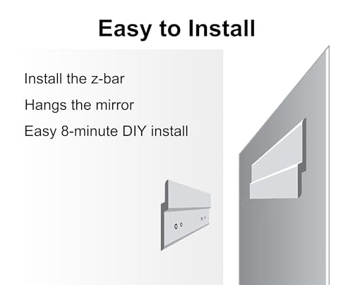 48x12 Inch Frameless Full Length Wall Mirror - Modern Bathroom Vanity Mirror - Ruomeng