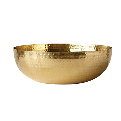 Creative Co-Op Round Hammered Metal Serving and Mixing Bowl, Gold