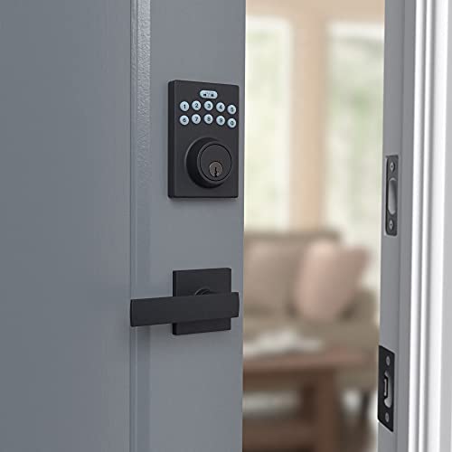 Electronic Keypad Door Lock with Handle Set - Matte Black - Easy Install