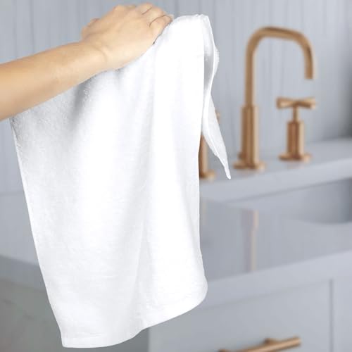 Cotton Hand Towels 24-Pack - Soft, Quick Drying, 16x26 Inches, White - Gym & Home Use