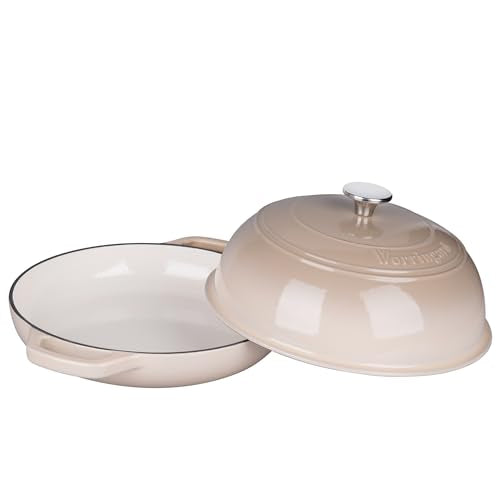 VORRINGARD 6 Qt Enameled Cast Iron Dutch Oven with Lid & Bread Baking Set - Latte