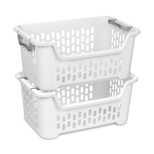 Sterilite 6-Pack Stacking Laundry Baskets - Plastic Clothes Hampers with Handles