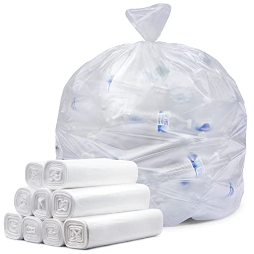 Tasker 64-65 Gallon Heavy Duty Clear Trash Bags - 120 Pack Extra Large Recycling Garbage Liners