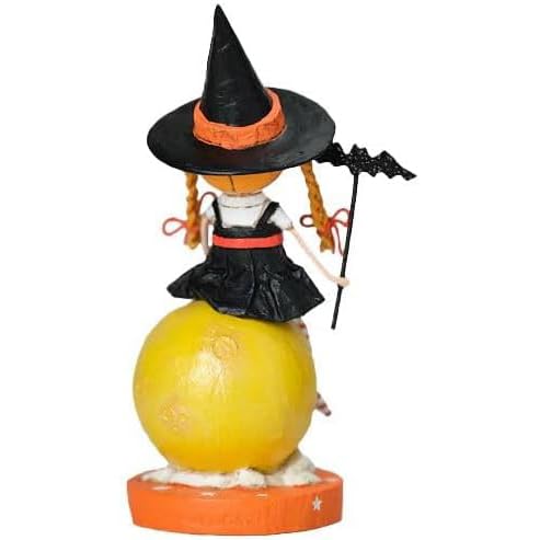 Halloween Witch Figurine Mischief on The Moon 7 Inch Resin Decor