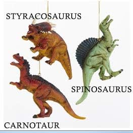 4-Inch Dinosaur Ornaments Set - Styracosaurus, Spinosaurus & Carnotaurus - Kurt Adler