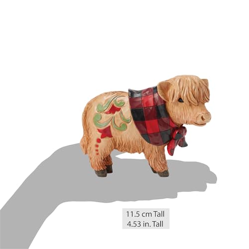 Enesco Jim Shore Highland Glen Calf Figurine with Plaid Scarf 4.5 In