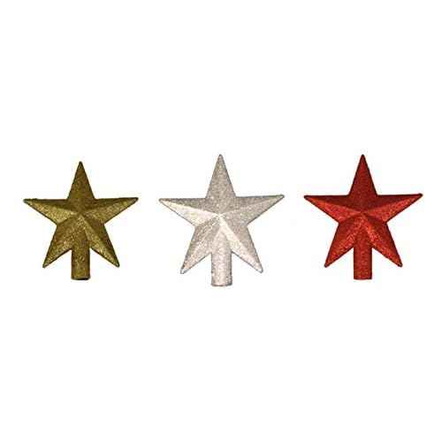 Kurt Adler H9766 4" Petite Treasures Red Glittered Mini Star Christmas Tree Topper - Unlit