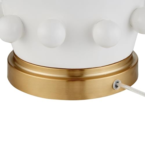 Modern 26-Inch White Ceramic Table Lamp with Spherical Orbs - Flat White