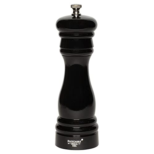 Fletchers' Mill Federal Salt Mill, Black - 6 Inch, Adjustable Coarseness Fine to Coarse, MADE IN U.S.A.
