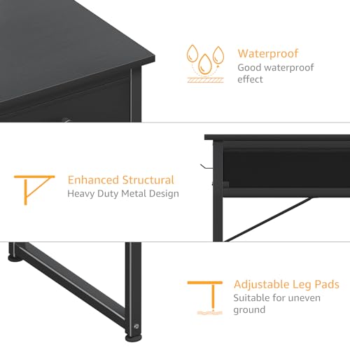 DLisiting Computer Desk with Fabric Drawers for Home Office Bedroom,