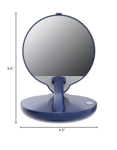 Floxite 15X Magnifying Lighted Compact Mirror Blue for Makeup & Skin Care