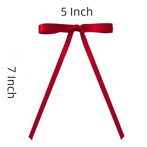 30 Pcs Burgundy Satin Bows with Twist Tie 5 x 7 Inch Pretied Premade Wine Red Ribbon Bows for Tree Wreath Garland Home Decor Indoor Outdoor Decorations