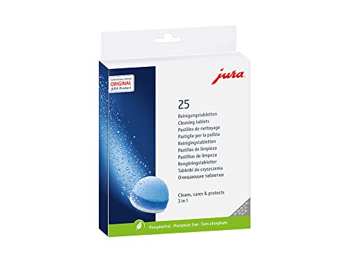 Jura 3-Phase Espresso Cleaning Tablets (25 Count) - Coffee Machine Hygiene & Maintenance