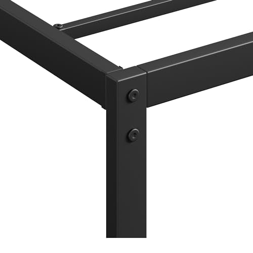 GarveeHome 8 Inch Twin Bed Frame No Box Spring Needed, Low Profile Twin Metal Platform Bed Frame Support Mattress Foundation, No Box Spring Needed/Easy Assembly/Noise Free/Black/Black