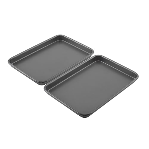 GoodCook Everyday Set of 2 Nonstick Steel 9" x 6.2" Toaster Oven Mini Baking Sheets, Gray