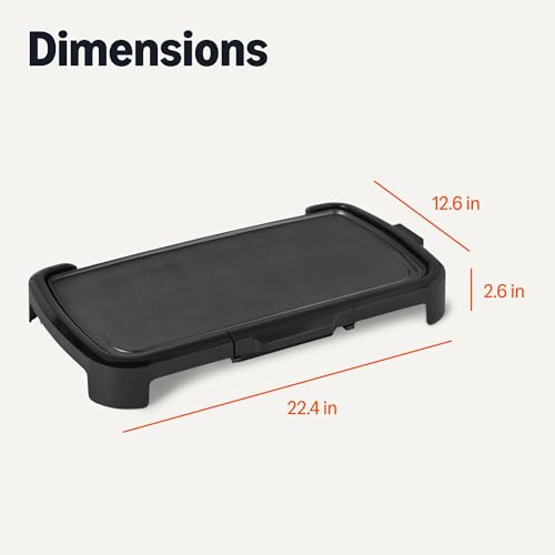 Electric Griddle with Nonstick Ceramic Coating 10x20 Inch, Adjustable Temp