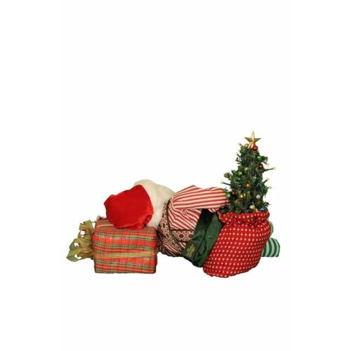 Lighted Santa Figurine - Handmade Napping Christmas Decoration, 17 Inches