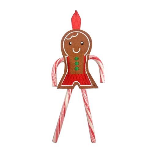 Set of 8 Felt Gingerbread Candy Cane Ornaments for Christmas Tree Decorations