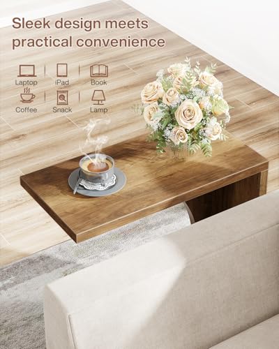 Tribesigns C-Shaped End Table for Couch - Brown Small Space Sofa Side Table