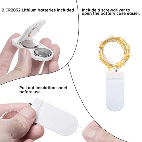 12 Pack Battery Operated Fairy String Lights 7 Feet 20 Led Waterproof Silver Wire Firefly Starry Moon Lights for Bedroom DIY Party Wedding Patio Christmas