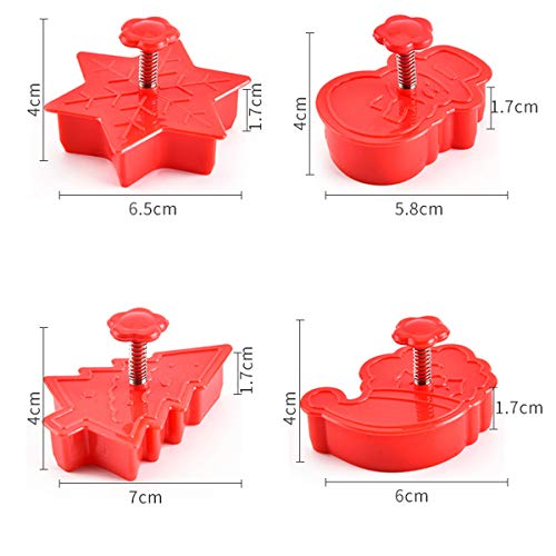 Christmas Cookie Cutter Set - 4 Pcs Holiday Baking Molds for Cookies, Fondant & Crafts