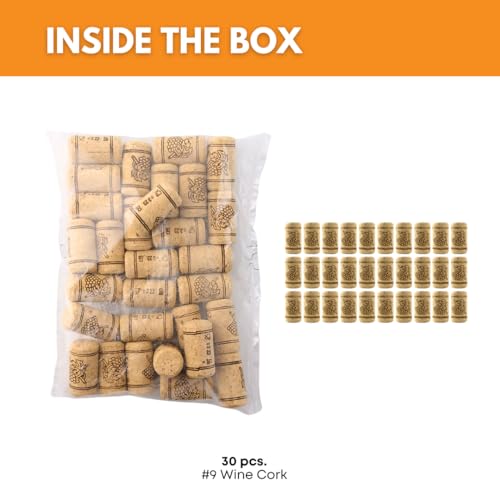 FastRack Bag of 30, #8 Straight Wine Corks for Wine Bottles | 7/8" x 1-3/4" Beige | Bottle Stoppers | Replacement Corks for Bottles – Reliable Fit and Consistent Seal