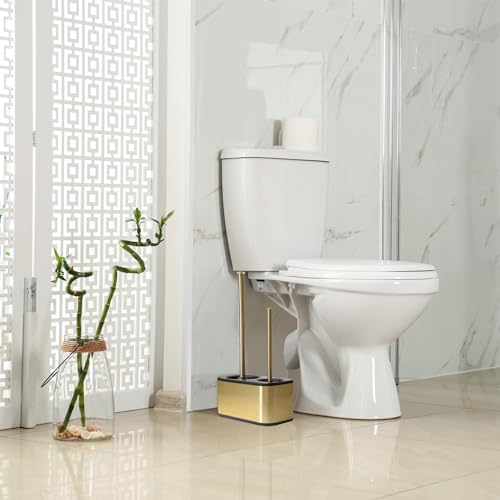 Gold Toilet Brush and Plunger Set with Holder - Modern Bathroom Accessories