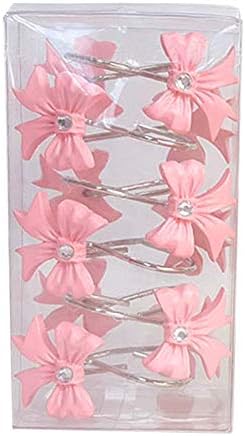 Skiennix Decorative Shower Curtain Hooks - Pink Bow Knot Resin Rings for Bathroom & Nursery Decor | 12PCS Set
