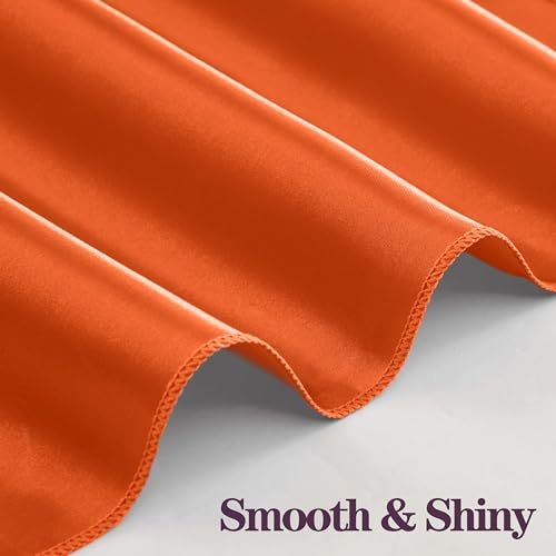 Orange Satin Napkins & Napkin Rings Set of 50 - Elegant Dining Table Decor