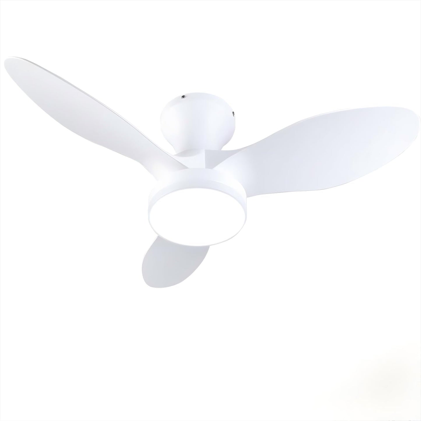 Ruhaieba Quiet Ceiling Fan with LED Light DC Motor 30 inch Large Air Volume Remote Control for Kitchen Bedroom Dining Room Patio (White)