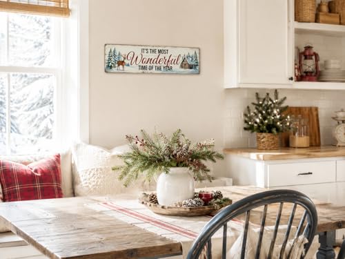 It's The Most Wonderful Time Of The Year Christmas Metal Sign 4x16in Holiday Plaque Seasonal Wall Decor - Festive Gift
