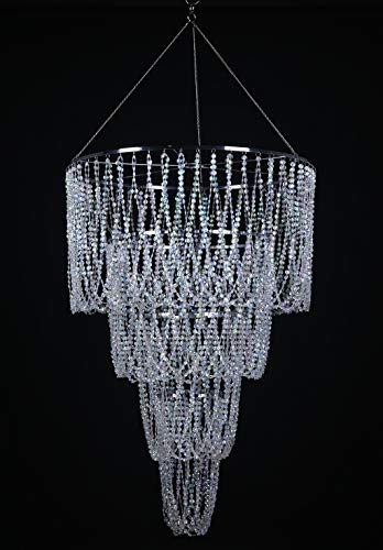 FlavorThings 24x36 Inch 4 Tiers Wedding Chandelier Iridescent Beaded Swag