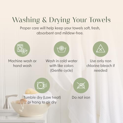 Springtree Home Luxury Bamboo Rayon Bath Towel Set - Bright White 6-Piece