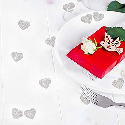 Heart Confetti Glittery Sliver Love | Valentine's Day Wedding Anniversary Engagement Bachelorette Party Festival Decoration Supplies | Eco-friendly PVC | 45g 1.6OZ 450Pcs