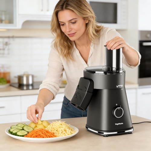 VegeNutrix 6-in-1 Electric Cheese & Vegetable Slicer - Salad Maker & Shredder