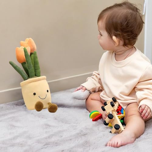 LYFJMUS 3 Pcs Soft Succulents Plush Toy Soft Tulip Plush Toys Simulation Succulents Tulip Throw Pillow Gift for Kids (Tulip)