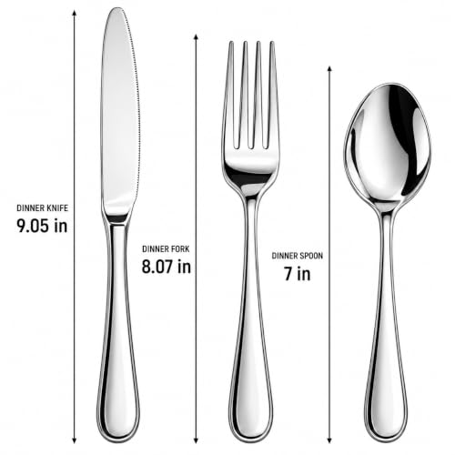 Nice Kitchen 60-Piece Silverware Set for 20 - Stainless Steel Flatware, Dishwasher Safe