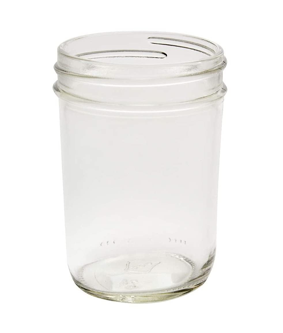 North Mountain Supply 8 Ounce Glass Regular Mouth Tapered Mason Canning Jars - No Lids - Case of 24