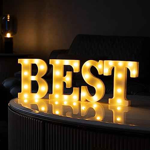 Small Led Marquee Letters, Light Up Letters, 8.58 Inch Led Letter Lights, Battery Powered Lighted Sign for Table, Party, Birthday, Christmas Decor (Letter E)